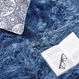 Origins Genuine Navy Sheepskin Rug - Size: 65 x 95cm - Blue - Origins Rugs - Wilko - thumbnail 5