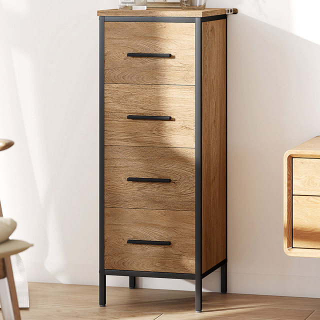 HOMCOM 4 Drawer Oak Narrow Bathroom Storage Cabinet - Size: 82 x 30 x 30cm - White - Wilko - image 1