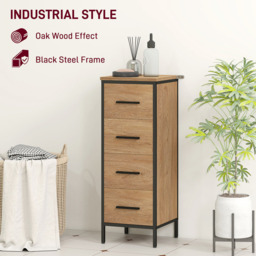 HOMCOM 4 Drawer Oak Narrow Bathroom Storage Cabinet - Size: 82 x 30 x 30cm - White - Wilko - thumbnail 6