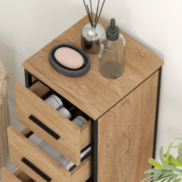 HOMCOM 4 Drawer Oak Narrow Bathroom Storage Cabinet - Size: 82 x 30 x 30cm - White - Wilko - thumbnail 4