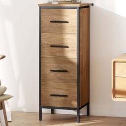 HOMCOM 4 Drawer Oak Narrow Bathroom Storage Cabinet - Size: 82 x 30 x 30cm - White - Wilko - thumbnail 1