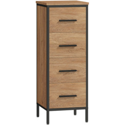 HOMCOM 4 Drawer Oak Narrow Bathroom Storage Cabinet - Size: 82 x 30 x 30cm - White - Wilko - thumbnail 3