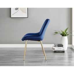 Furniturebox Cesano Set of 2 Navy Blue and Gold Velvet Dining Chair - Wilko - thumbnail 6