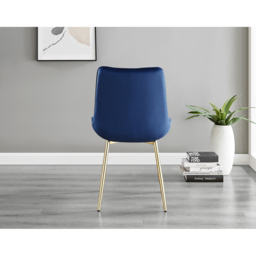 Furniturebox Cesano Set of 2 Navy Blue and Gold Velvet Dining Chair - Wilko - thumbnail 4