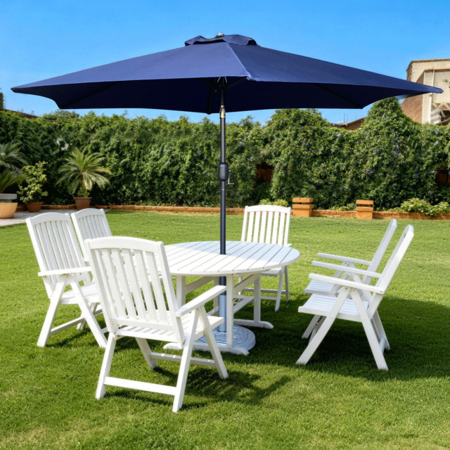 Crank and Tilt Aluminium Parasol Navy - Wilko - image 1