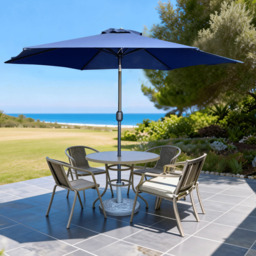 Crank and Tilt Aluminium Parasol Navy - Wilko - thumbnail 3
