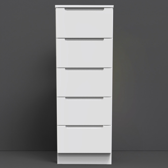 Crowndale Milan 5 Drawer Gloss White Chest of Drawers Ready Assembled - Wilko - image 1