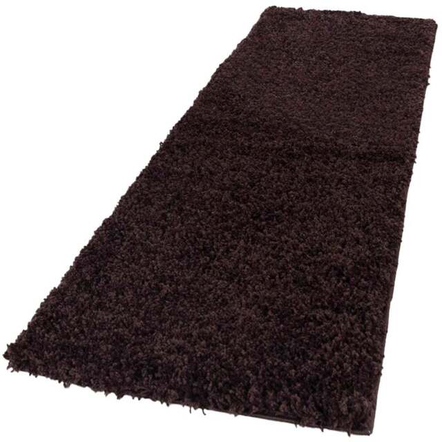 Desire Rugs Oxford Brown Plain Shaggy Runner Rug 60 x 220cm - Wilko
