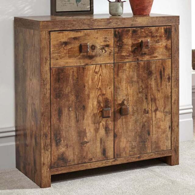 GFW Jakarta 2 Door 2 Drawer Mango Yellow Compact Sideboard - Size: 35 x 80 x 80cm - Brown - Wilko - image 1