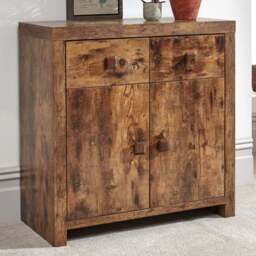 GFW Jakarta 2 Door 2 Drawer Mango Yellow Compact Sideboard - Size: 35 x 80 x 80cm - Brown - Wilko - thumbnail 1