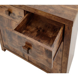 GFW Jakarta 2 Door 2 Drawer Mango Yellow Compact Sideboard - Size: 35 x 80 x 80cm - Brown - Wilko - thumbnail 7