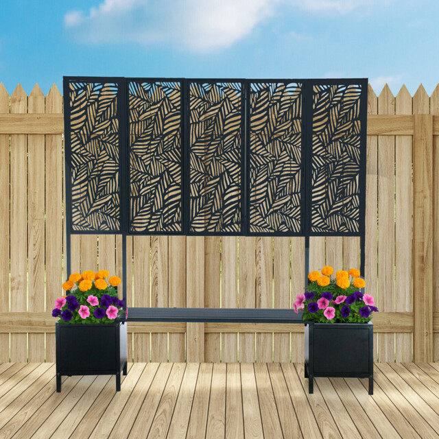 Ornate Bench with Planters and Trellis Black - Size: 2 Seater - Ornate Collection - Wilko - image 1
