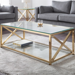 Julian Bowen Miami Gold Coffee Table - Size: 60 x 120 x 45cm - Multi - Wilko
