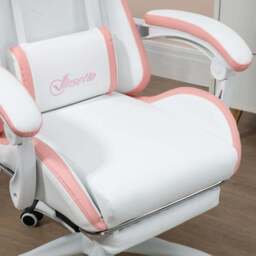 Portland White and Pink PU Leather Recliner Gaming Chair - Size: 65 x 65 x 129cm - Wilko - thumbnail 4
