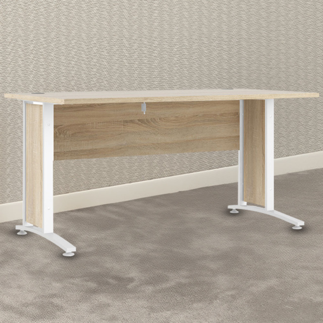 Florence Wooden and Steel 150cm Desk Oak and White - Size: 80.1 x 150.1 x 75.2cm - Furniture to Go - Wilko - image 1