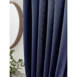 Alan Symonds Madison Navy Ring Top Curtain 168 x 183cm - Size: W 168 x D 183cm - Blue - Wilko - thumbnail 5