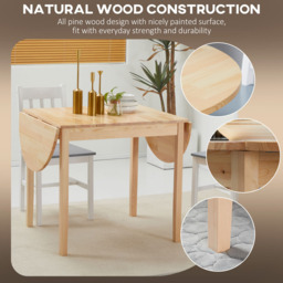 HOMCOM 6 Seater Natural Solid Wood Drop Leaf Dining Table - Yellow - Wilko - thumbnail 7