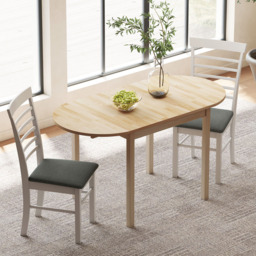 HOMCOM 6 Seater Natural Solid Wood Drop Leaf Dining Table - Yellow - Wilko - thumbnail 6