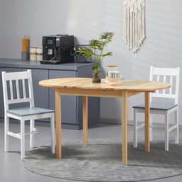 HOMCOM 6 Seater Natural Solid Wood Drop Leaf Dining Table - Yellow - Wilko - thumbnail 5