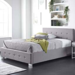 Aspire Small Double Grey Linen Side Opening Ottoman Storage - Aspire Beds - Wilko