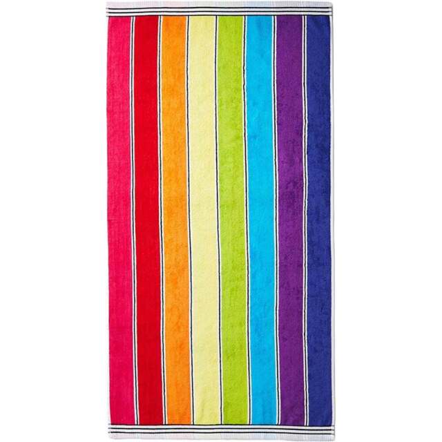 Allure Bath Fashions Cotton Rainbow Stripe Beach Towel - Size: 70 x 140cm - Multi - Wilko - image 1