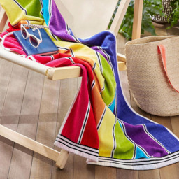 Allure Bath Fashions Cotton Rainbow Stripe Beach Towel - Size: 70 x 140cm - Multi - Wilko - thumbnail 3
