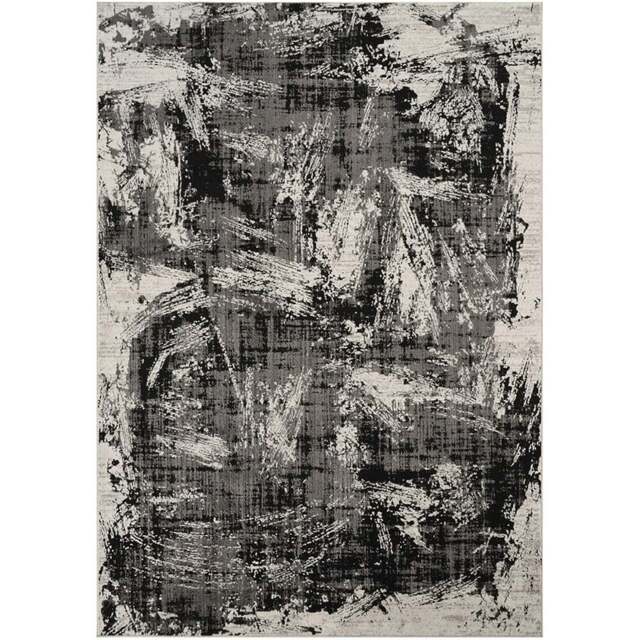 Mayfair Living Room Area Rug Metallic Sheen Contemporary Modern Canvas Design - Black 120cm x 170cm - Size: 170 x 120 x 0.7cm - Desire Rugs - Wilko - image 1