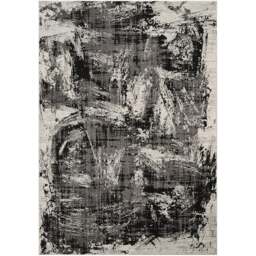 Mayfair Living Room Area Rug Metallic Sheen Contemporary Modern Canvas Design - Black 120cm x 170cm - Size: 170 x 120 x 0.7cm - Desire Rugs - Wilko - thumbnail 1