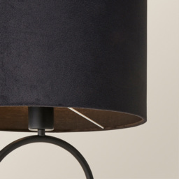 ValueLights Antonia Black Velvet Drum Shade Matte Black Oval LED Table Lamp - Size: 42.3 x 25 x 25cm - Wilko - thumbnail 4