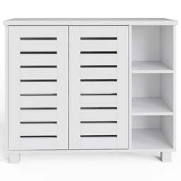 GFW Bodie 2 Door 4 Shelf White Shoe Cabinet - Size: 75 x 91 x 35cm - Wilko - thumbnail 5