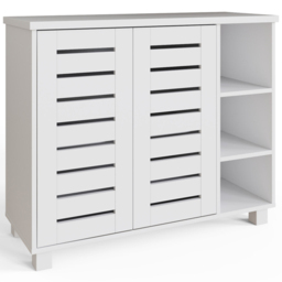 GFW Bodie 2 Door 4 Shelf White Shoe Cabinet - Size: 75 x 91 x 35cm - Wilko - thumbnail 3