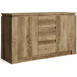 GFW Canyon 2 Door 3 Drawer Oak Grey Sideboard - Size: 39 x 119 x 70cm - Brown - Wilko - thumbnail 3