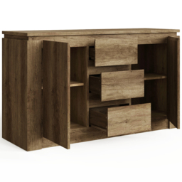 GFW Canyon 2 Door 3 Drawer Oak Grey Sideboard - Size: 39 x 119 x 70cm - Brown - Wilko - thumbnail 4