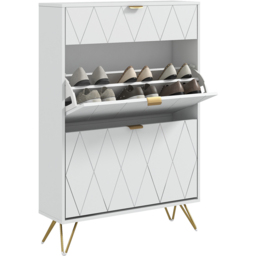 Portland 3 Flip Door Shoe Storage Cabinet - Size: 117 x 24 x 76cm - White - Wilko - thumbnail 3