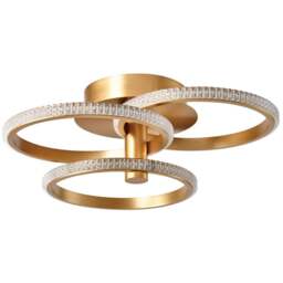 Happy Homewares Brushed Gold LED Ceiling Light with Crystal Effect Acrylic - Size: 14 x 42 x 42cm - Wilko - thumbnail 1