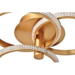 Happy Homewares Brushed Gold LED Ceiling Light with Crystal Effect Acrylic - Size: 14 x 42 x 42cm - Wilko - thumbnail 5