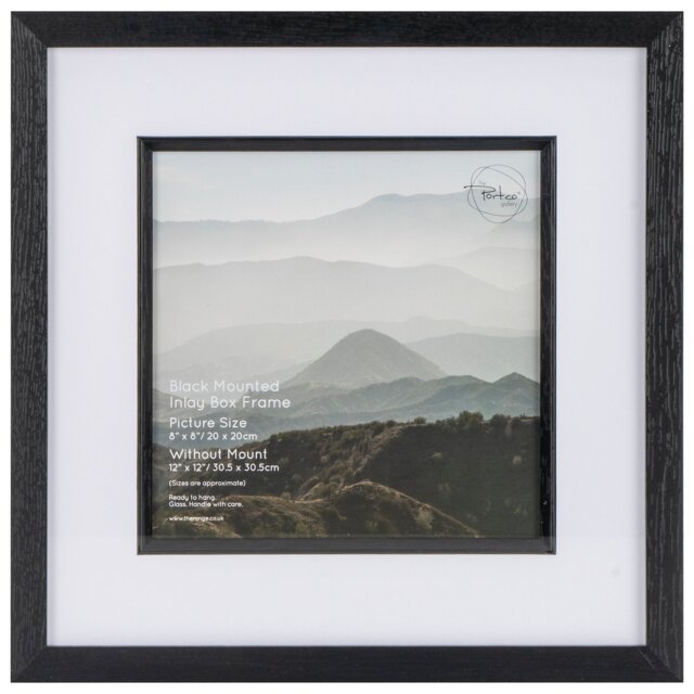 The Port Co Gallery Black Mounted Inlay Box Photo Frame 8 x 8 inch - The Port. Co Gallery - Wilko - image 1