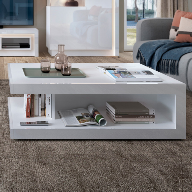 Lyon White High Gloss Designer Coffee Table - Size: 68.1 x 105.6 x 37.3cm - Multi - Furniture to Go - Wilko - image 1