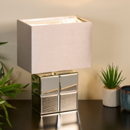 Lighting Collection Ambrose Grey Shade Table Lamp - Size: 35.5 x 14 x 25cm - Silver - Wilko - thumbnail 3