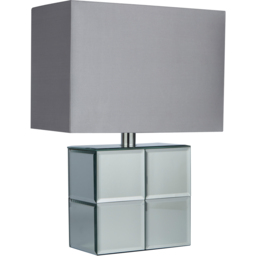 Lighting Collection Ambrose Grey Shade Table Lamp - Size: 35.5 x 14 x 25cm - Silver - Wilko - thumbnail 1