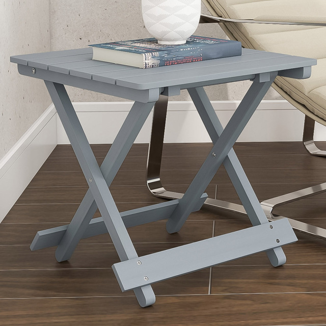 Outsunny Grey Wooden Foldable Garden Side Table - Size: 40 x 43 x 40cm - Light Grey - Wilko - image 1