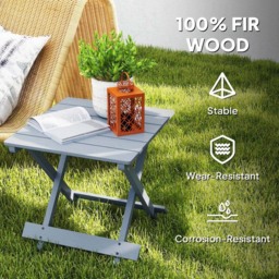 Outsunny Grey Wooden Foldable Garden Side Table - Size: 40 x 43 x 40cm - Light Grey - Wilko - thumbnail 7