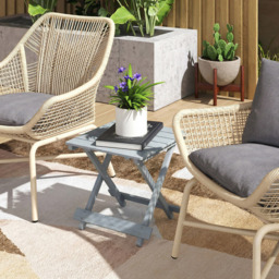 Outsunny Grey Wooden Foldable Garden Side Table - Size: 40 x 43 x 40cm - Light Grey - Wilko - thumbnail 4