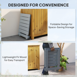 Outsunny Grey Wooden Foldable Garden Side Table - Size: 40 x 43 x 40cm - Light Grey - Wilko - thumbnail 6
