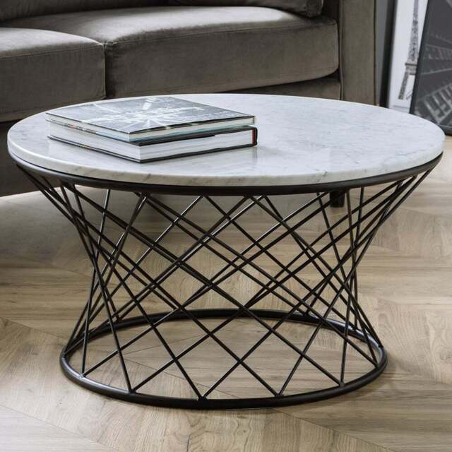 Julian Bowen Trevi Real Marble Round Wire Coffee Table - White - Wilko - image 1