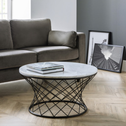 Julian Bowen Trevi Real Marble Round Wire Coffee Table - White - Wilko - thumbnail 7