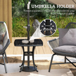 Outsunny Aluminium Garden Side Table with Umbrella Hole Black - Size: 52.5 x 54 x 54cm - Wilko - thumbnail 6