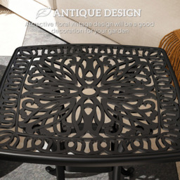 Outsunny Aluminium Garden Side Table with Umbrella Hole Black - Size: 52.5 x 54 x 54cm - Wilko - thumbnail 5