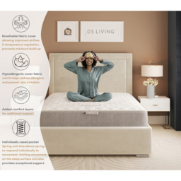 DS Living Luxe Double 800 Pocket Comfort Layer Sprung Mattress - White - Wilko - thumbnail 7