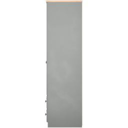 Crowndale Norfolk 2 Door 2 Drawer Dusk Grey and Bardolino Oak Wardrobe Ready Assembled - Dusk Grey & Bardolino Oak - Wilko - thumbnail 6